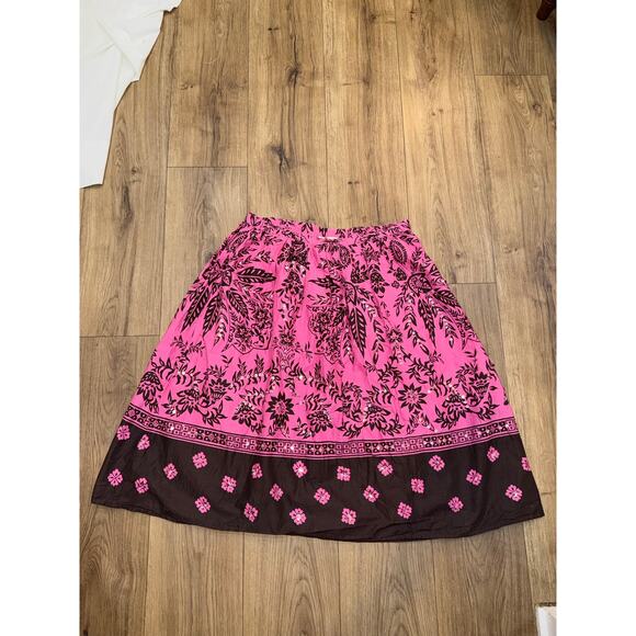 Bill Blass Dresses & Skirts - Bill Blass Vintage Pink Brown Floral Midi Skirt Size 10 Sequin Embellishments